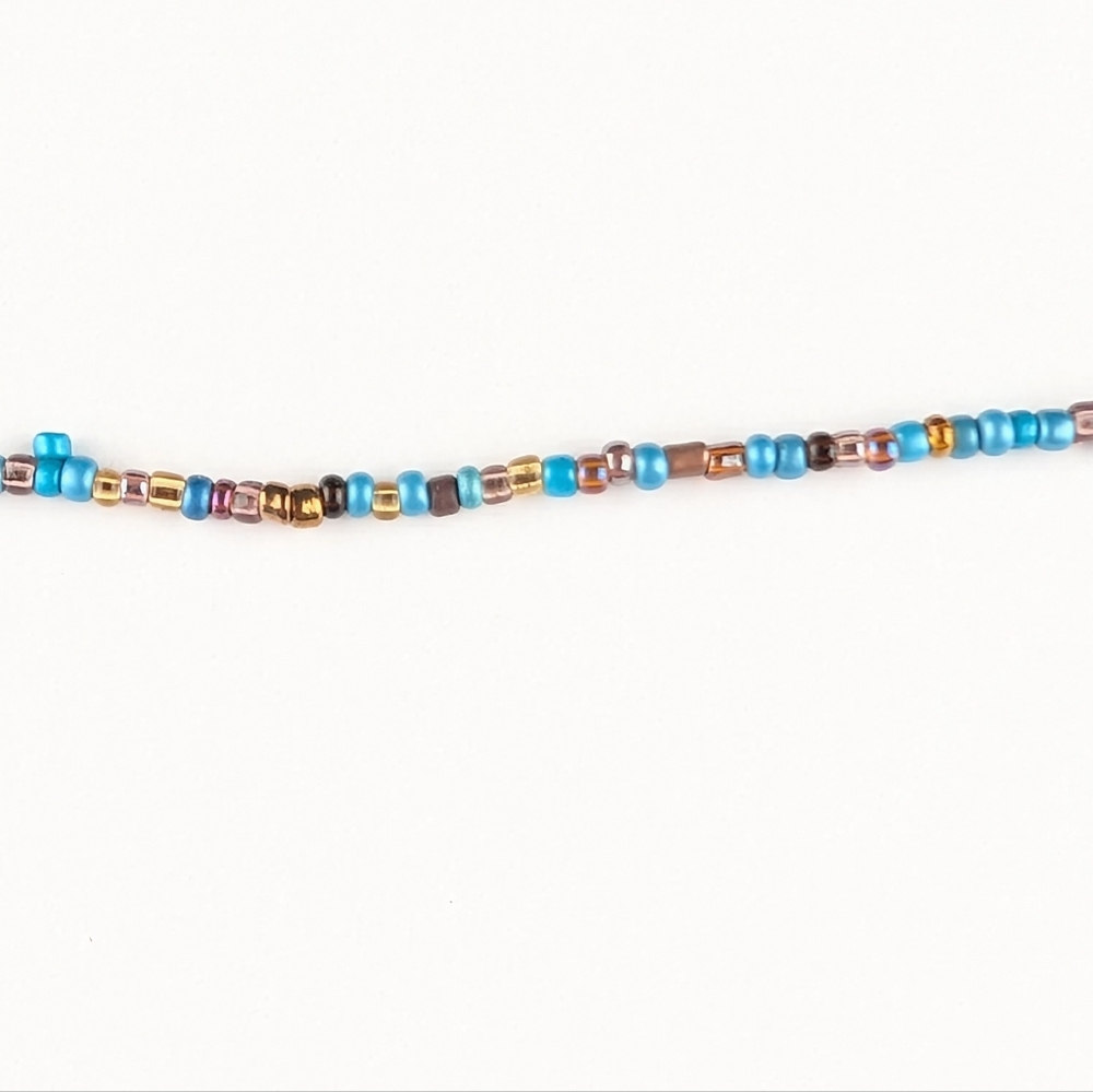 Funky Turquoise And Rust Colored Beaded Necklace - Picture 3 of 5